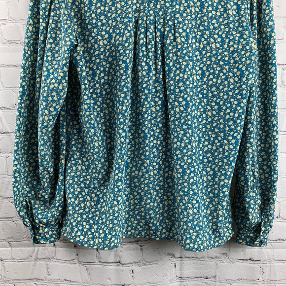 VINTAGE ALYSSA CARR Shirt Button-down with Blue Cotton Print - Picture 10 of 11